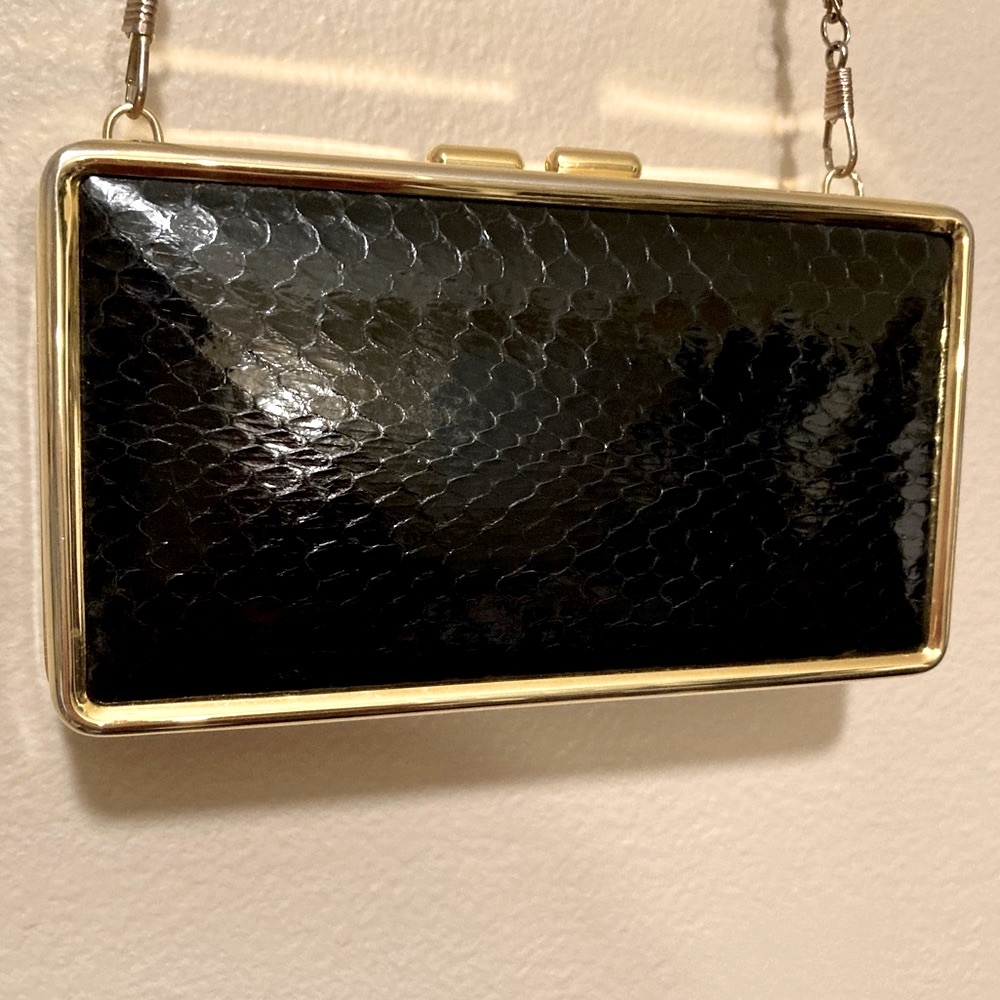 Vintage Snakeskin Hard Sided Clutch Evening Bag